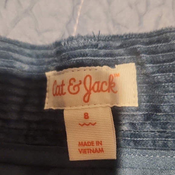 Cat & Jack Cream Graphic Tee and Blue Corduroy Pants - Picture 2 of 6